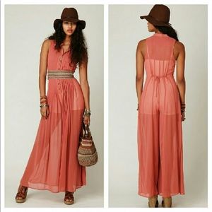Free People Sheer Wide leg Jumpsuit